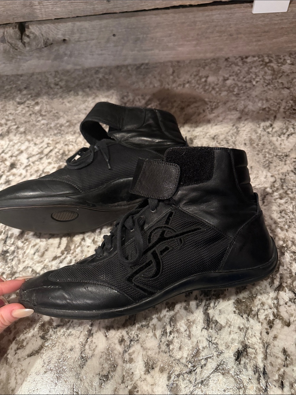 Yves Saint Laurent Black High-Top Lace & Strap Sneakers